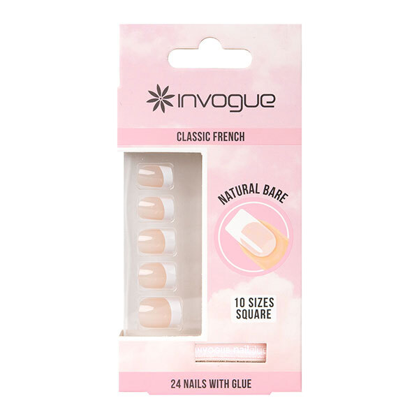Invogue Bare French Square Nails - Πακέτο 24 τεμαχίων