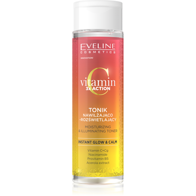 Eveline Vitamin 3x Action Instant Glow & Calm Hydrerende og lysnende toner 200 ml