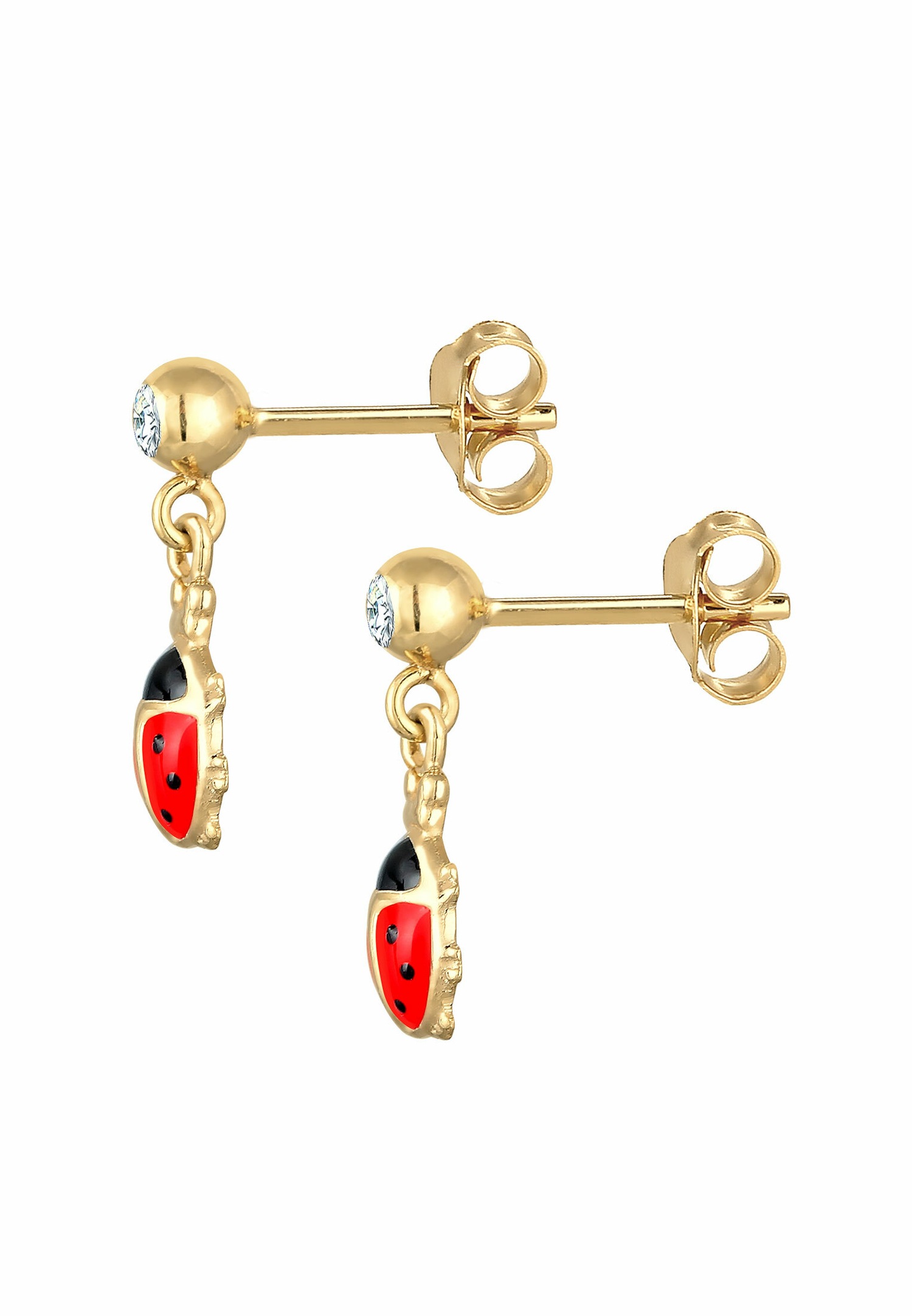 Elli Boucles d'oreilles enfants coccinelle mignon avec des cristaux en argent sterling 925