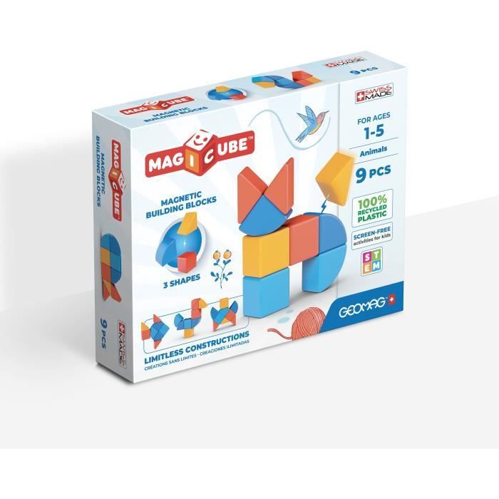 Blocchi magnetici - GEOMAG - Magicube 208 - 9 pezzi - Forme varie - Animali - Plastica riciclata