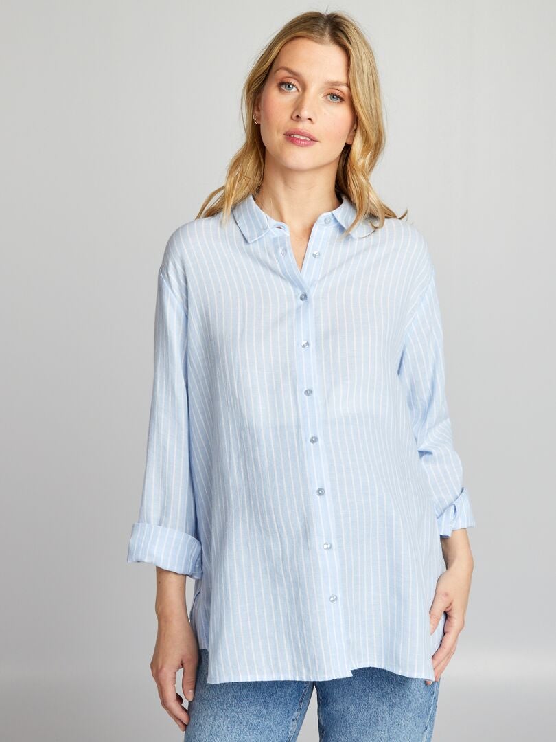Gestreept zwangerschapsshirt - BLAUW