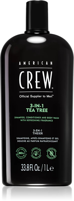 American Crew matu un ķermeņa kopšanas līdzeklis 3-in-1 tējas koka šampūns, kondicionieris un dušas želeja 3-in-1 vīriešiem