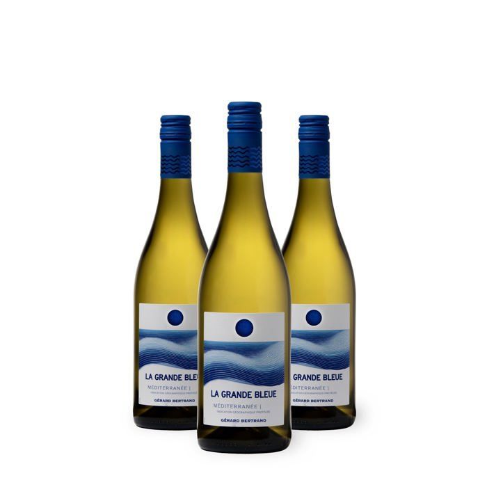Vinho branco orgânico La Grande Bleue 2024, lote de 3 garrafas (75cl)