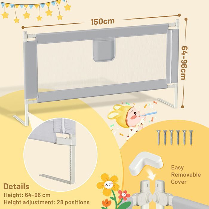 Barrière de lit pour bébé 200CM barrière de protection Portable Pour enfants de 0 à 10 ans Barrière de Sécurité Enfant Lit