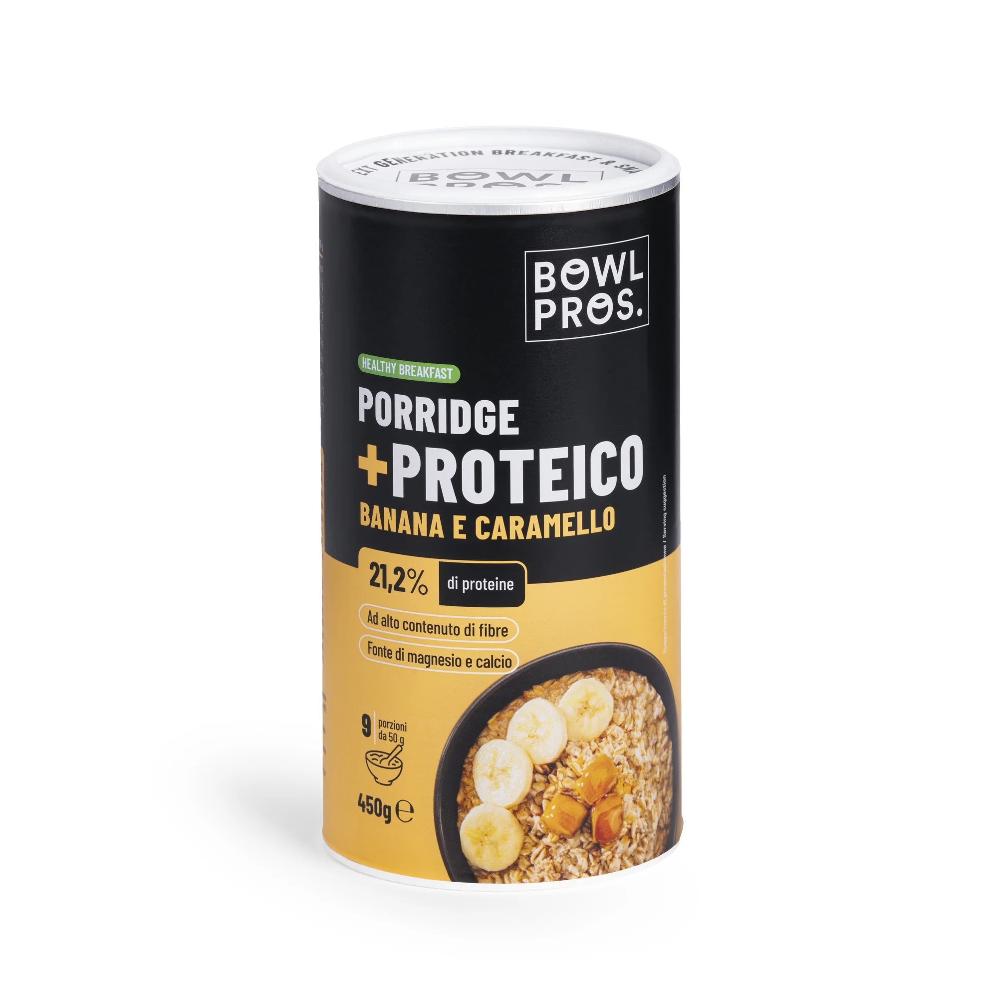 BOWLPROS Eiwitrijke pap Ban/Caram 450 g, rijk aan eiwitten