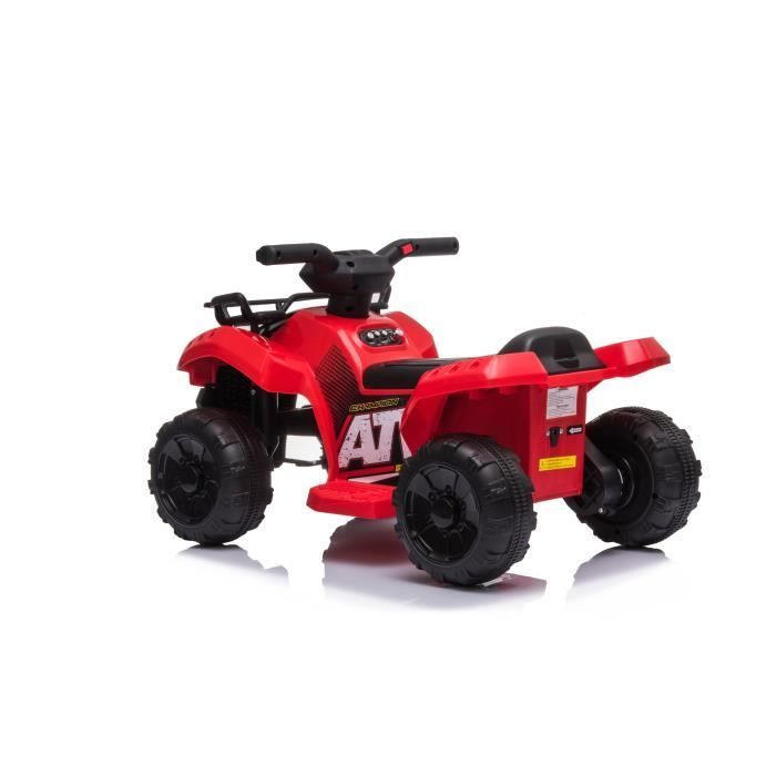 Mini quad eléctrico Kiddocruiser de 6 V con bocina, pedales, faro delantero, marcha adelante/atrás, juguete de cuatro ruedas a batería para niños pequeños.