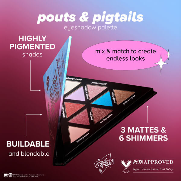 Paletă de farduri de pleoape Lottie London x Harley Quinn Pouts & Pigtails