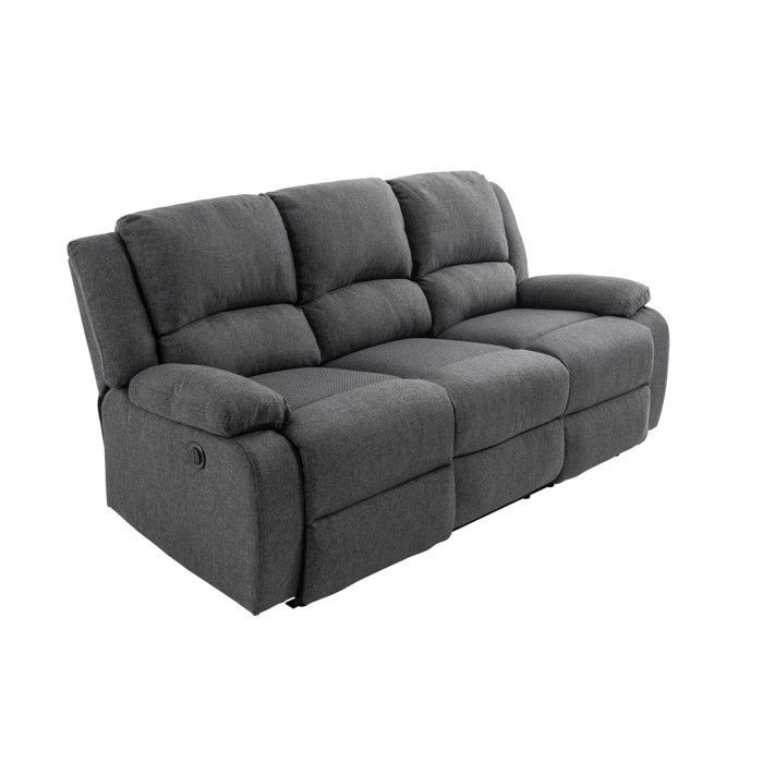 Sofá reclinable eléctrico de 3 plazas LEO en tela - 193 x 93 x 96 cm - LOUNGITUDE
