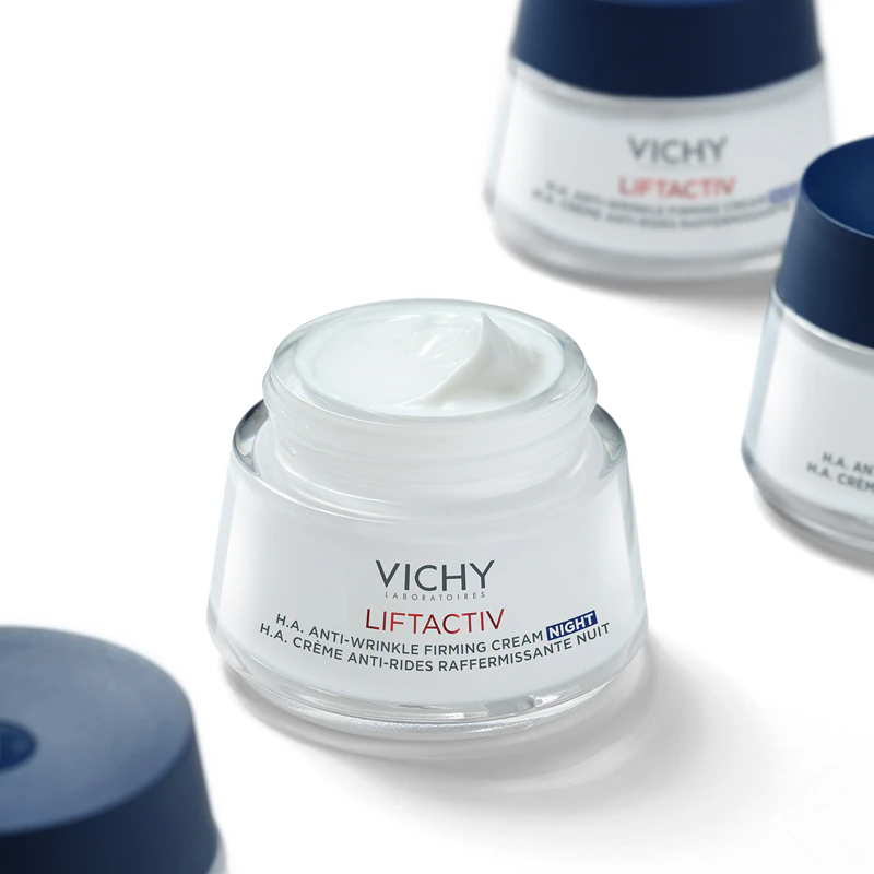 Vichy Liftactiv HA Creme Noturno Firmador Antirrugas: creme noturno firmador e antirrugas com efeito lifting.
