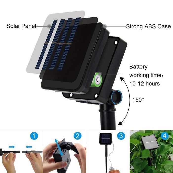 Guirnalda de luces solares para exteriores - Litogo - 10 metros - 100 luces - Luz amarilla