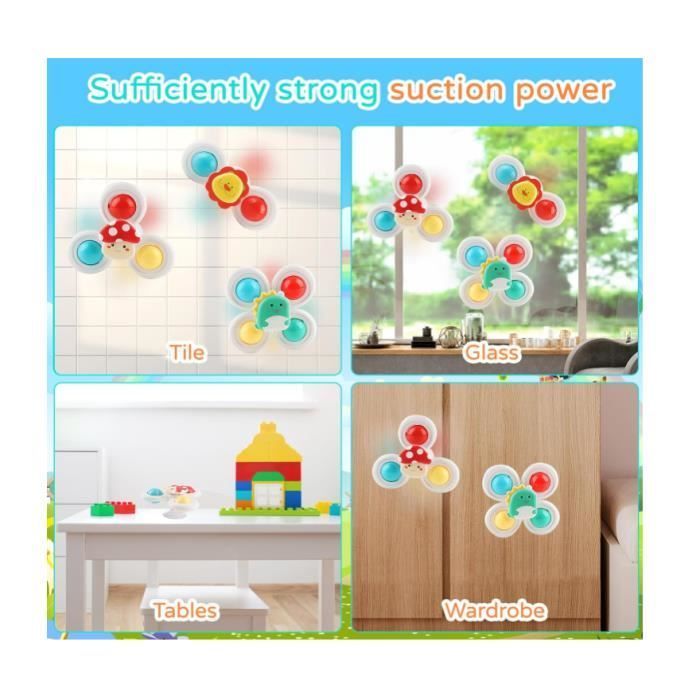 Juguete de baño para bebés - Spinner con ventosa - Color: Blanco - Sonidos fuertes - Diseños bonitos - Unisex