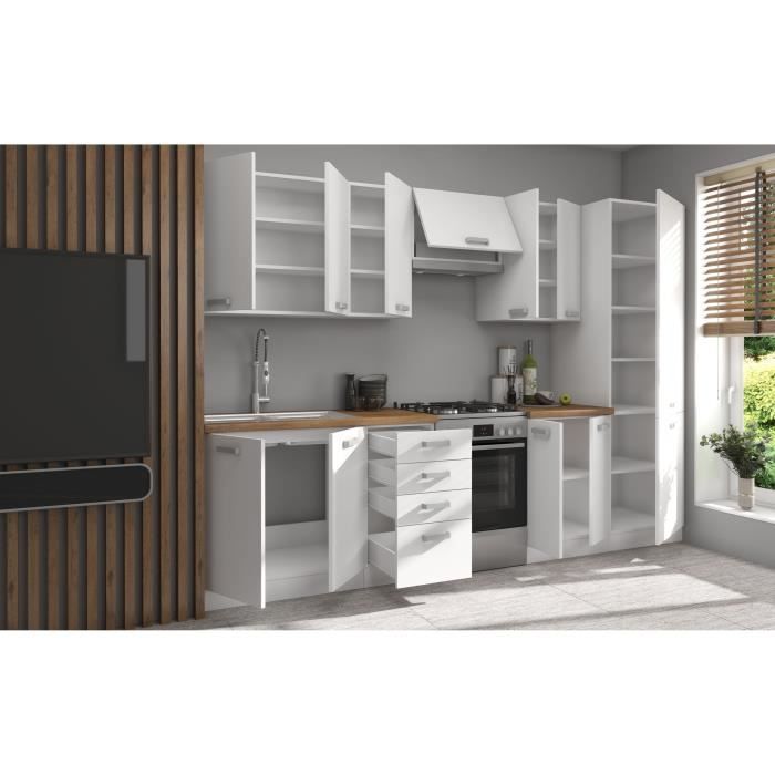 ATLAS Complete 8-Piece Kitchen Set - White Finish - W300 x H52 x H82 cm - Worktop not included