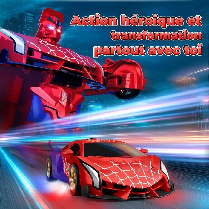 Auto trasformabile telecomandata - Transform Spider - Occhi a LED rossi/blu - Rotazione a 360° - Telecomando a 2,4 GHz