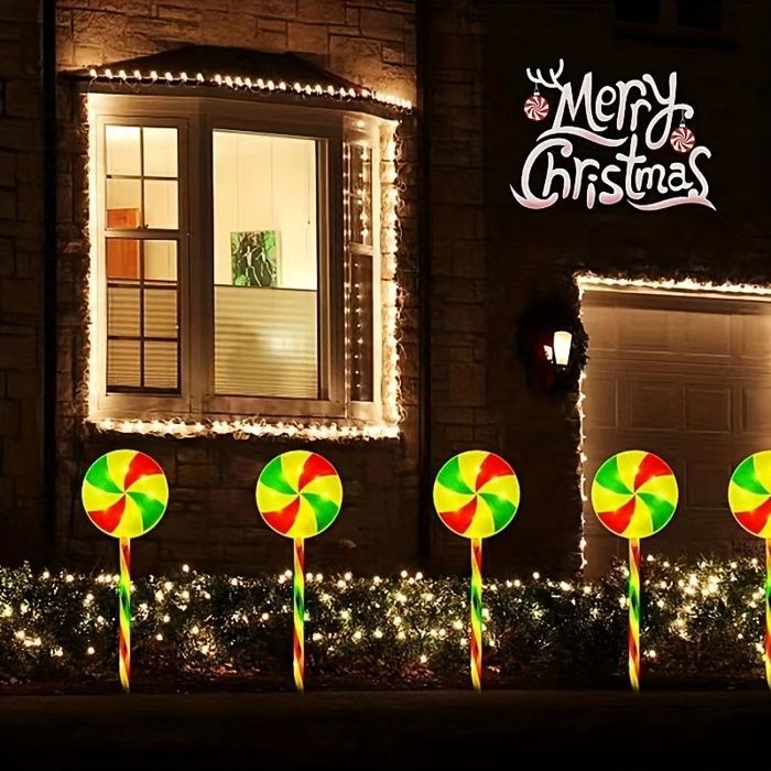 Luci natalizie solari - Rosse e verdi - 5 in 1 - Decorazioni per esterni