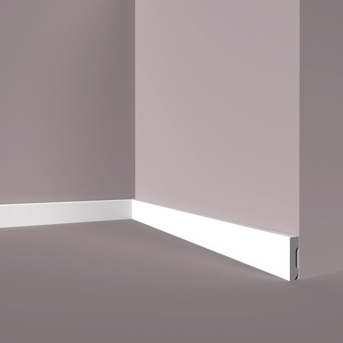 PROVISTON Skirting Board 16 x 60 x 2000 mm Modern square profile skirting board High quality white plastic skirting board Water resistant,