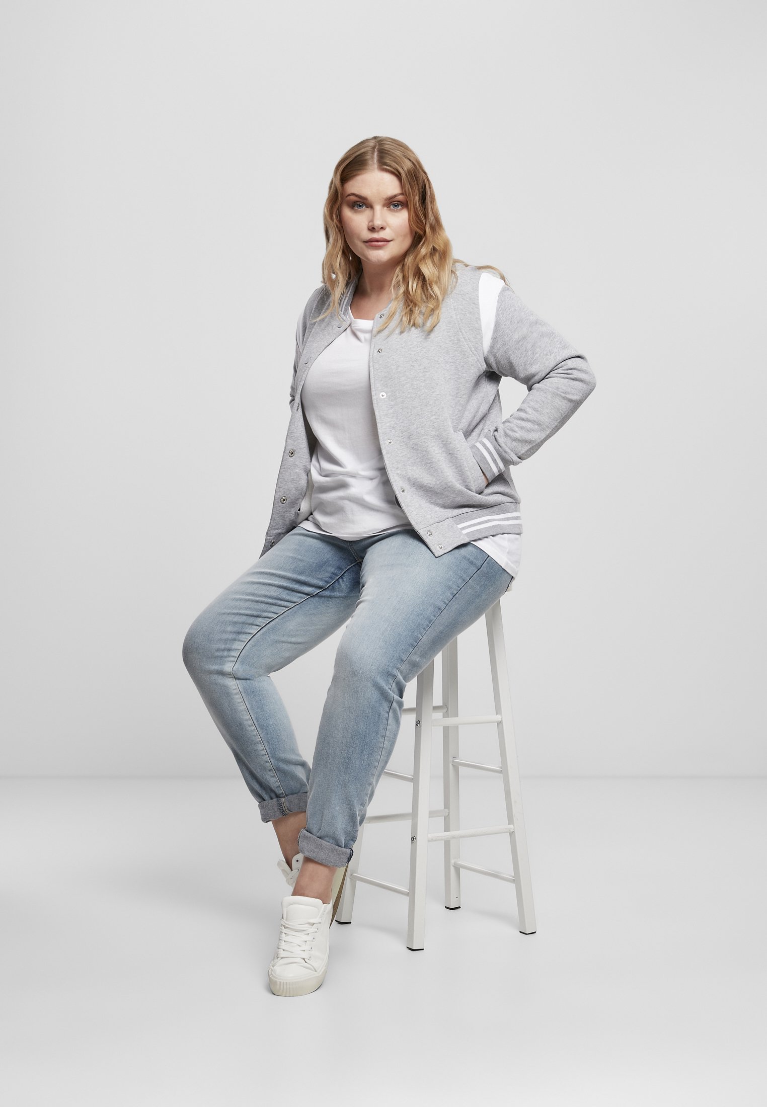 Sweat-shirt zippé Urban Classics - gris et blanc