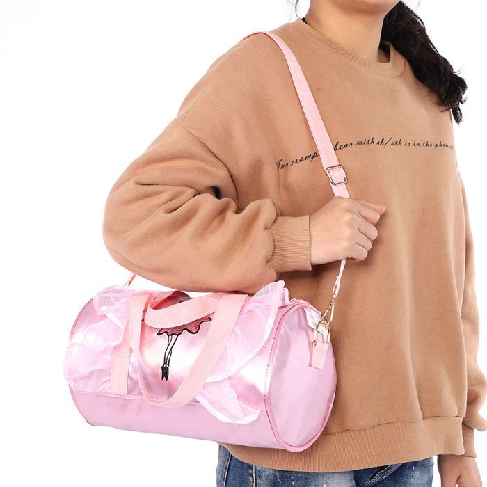 Sac à main de ballet pour filles, ballerine pour enfants, sac à bandoulière à paillettes pour danse (longue gaze rose)