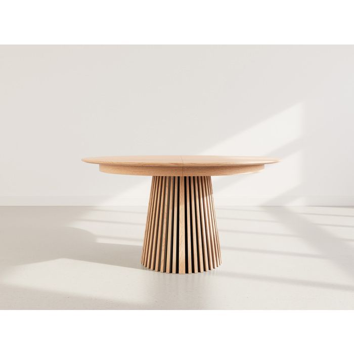 Freya - Mesa de comedor redonda extensible - Capacidad para 6 a 10 personas - Madera