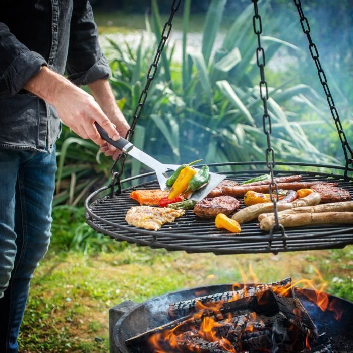 Conjunto de 5 peças de utensílios para churrasco - DEUBA - aço inoxidável - cabos antiderrapantes - bolsa de transporte dobrável