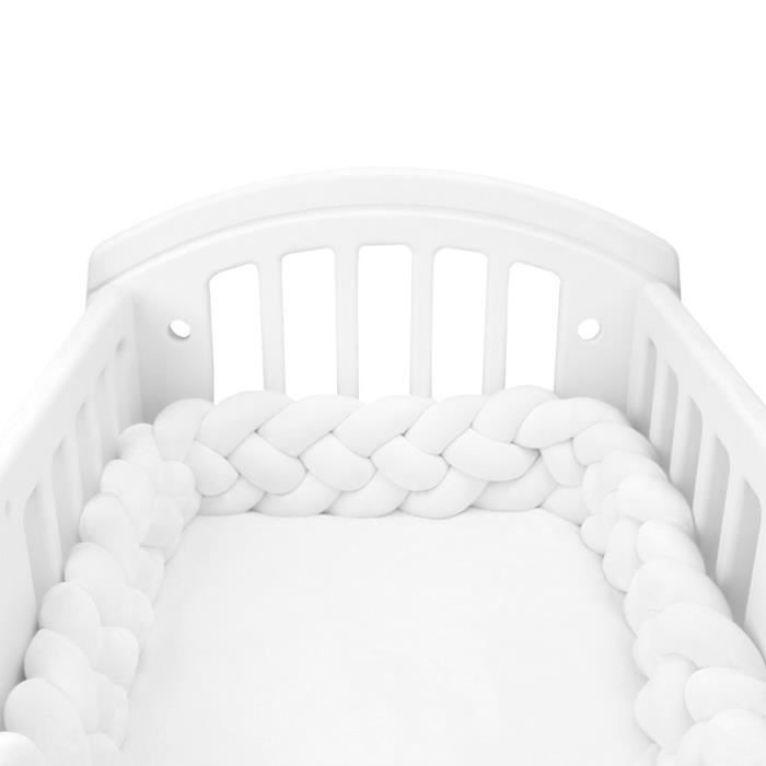 Tour de Lit 2M Bébé Coussin Serpent Velours Berceau Pare-chocs Tressé Bébé lit Bumper Noué, blanc + blanc + kaki + marron