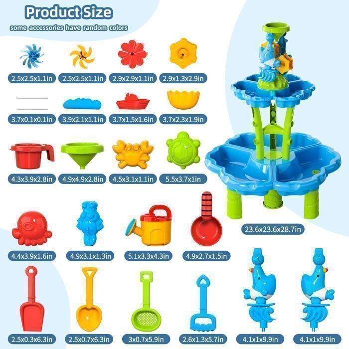 Mesa de Água - KUKUFUN - 2 Níveis - Mesa de Atividades ao Ar Livre - Ideal para a Praia - Presente de Aniversário para Crianças a partir de 3 Anos