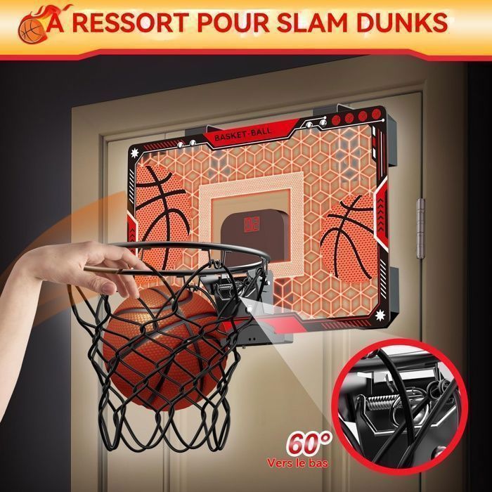 Cesta de basquete de parede para uso interno, mini cesta de basquete em acrílico para crianças, montada na parede, com 4 bolas, ideal para jogos de basquete, brinquedo e presente para meninos.