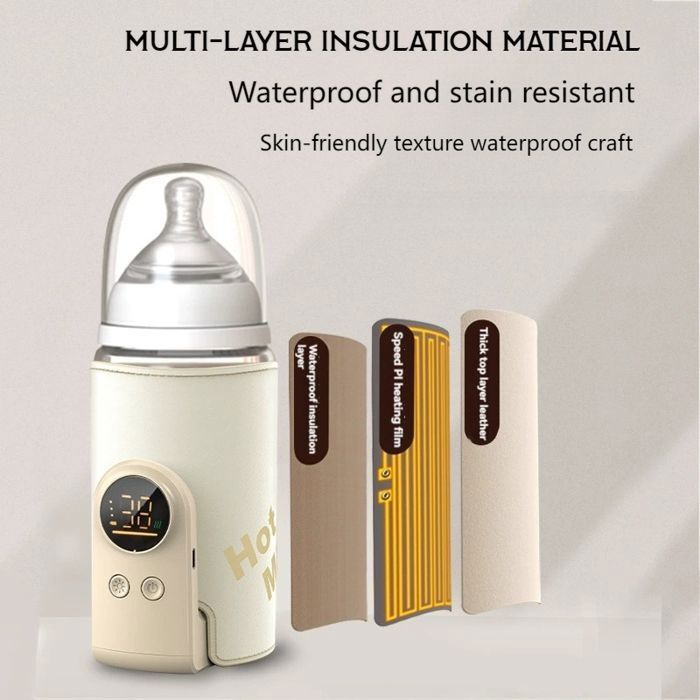 Portable Wireless Baby Bottle Warmer – 8000mAh Battery - 6 Heat Settings - 18W Fast Heating, Ideal for Travel and Home