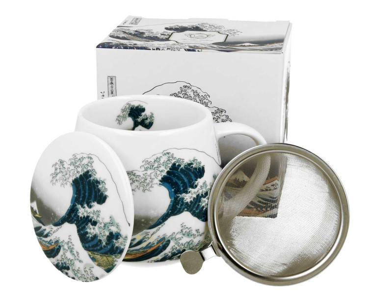 Kubek z zaparzaczem Hokusai 430ml z porcelany klasyczny