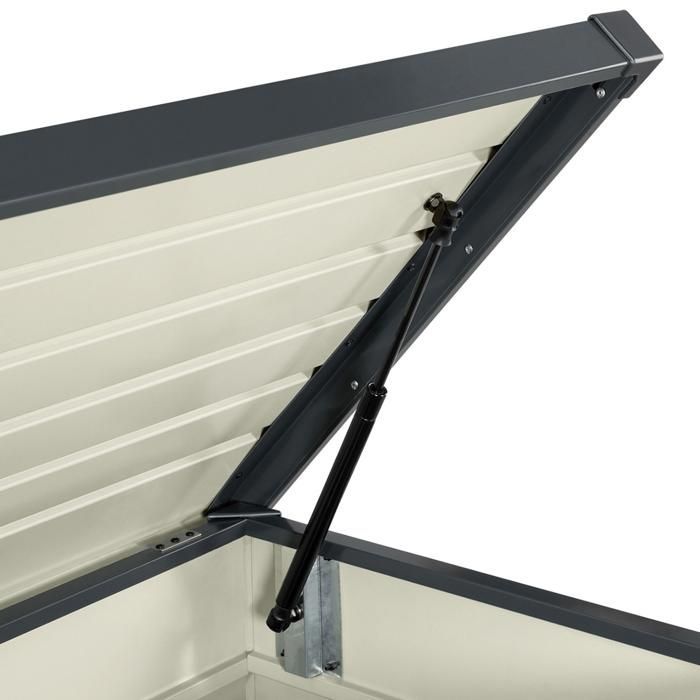 IDMARKET Afsluitbare metalen opbergbox, antracietgrijs, voor de tuin, 600 liter, 165x70x63 cm