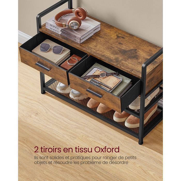 Entryway Cabinet with 10 Removable Hooks, 2 Drawers, Separable Design, 30 x 80.4 x 181.6 cm, Rustic Brown and Ink Black