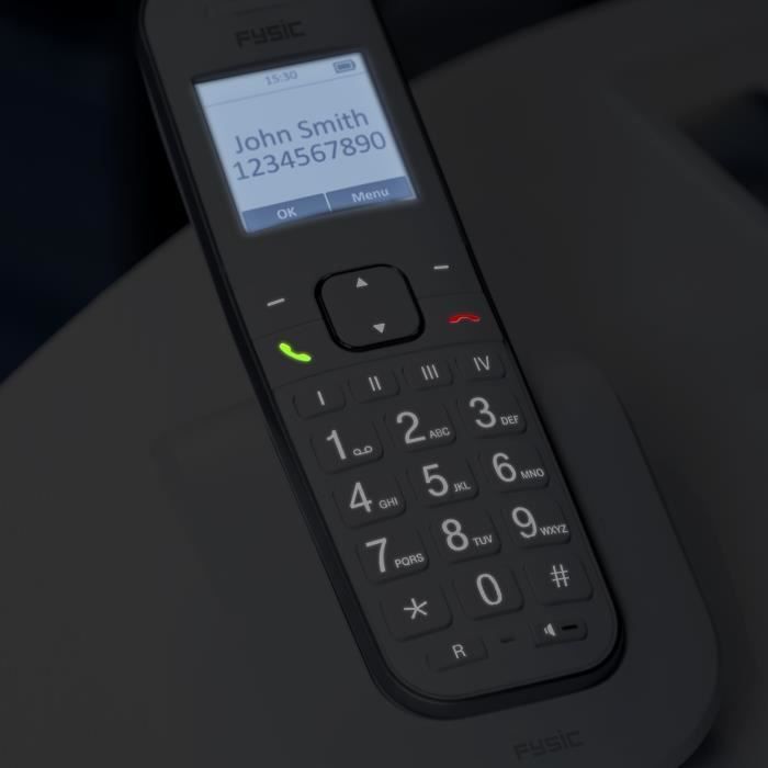 Fysic FX-9000 - Telefone sem fio para idosos com botões grandes e 1 monofone, branco