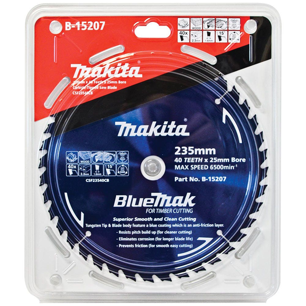 Disco de corte MAKITA TCT 235 mm com 40 dentes para corte de madeira - BLUEMAK