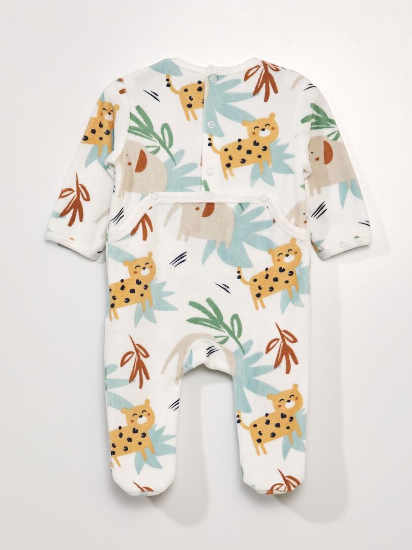 Fluwelen romper - Wit/Jungle