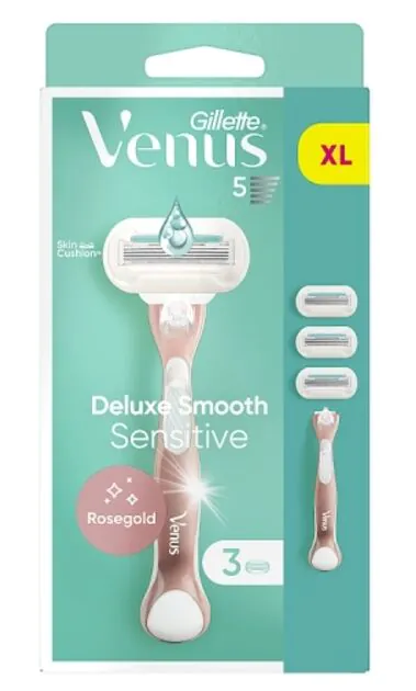 Gillette Venus Delux Sensitive Rosegold Maszynka do golenia + wkłady 3 szt.