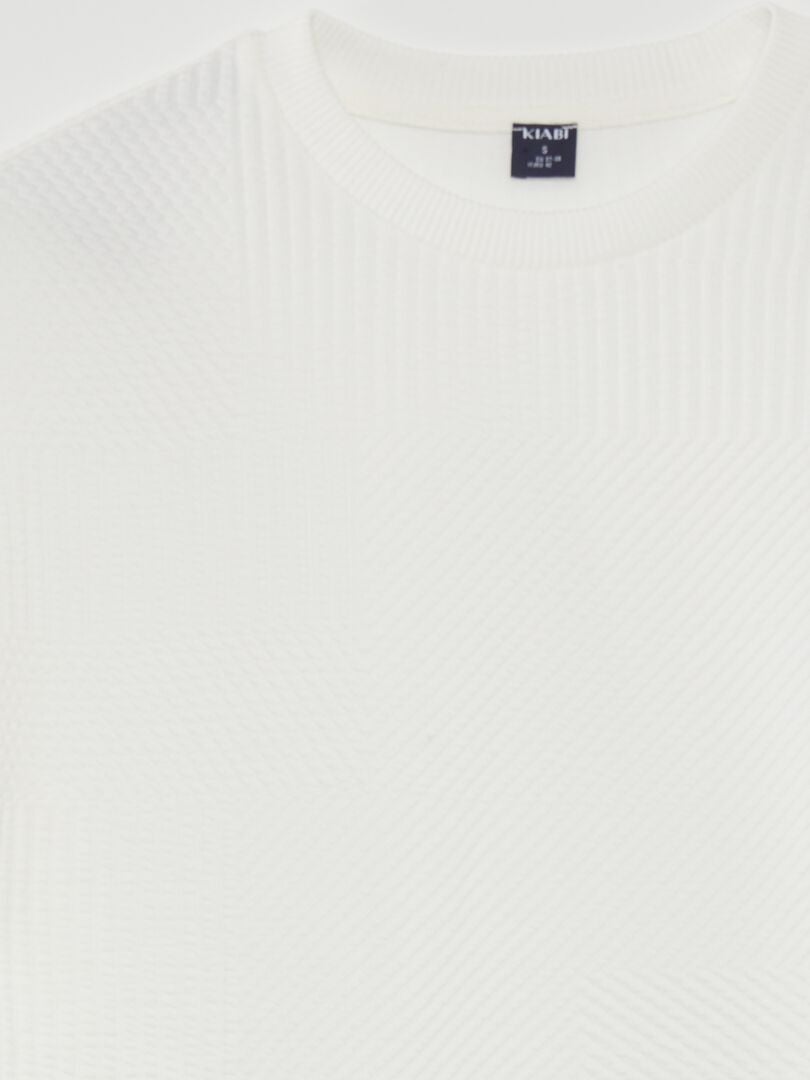 Gebreide Ottoman-sweatshirt met reliëf - Wit