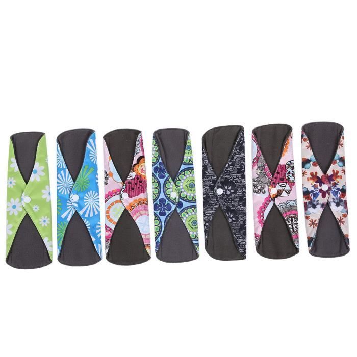 7pcs Tissu Réutilisable Serviette Hygiénique Serviette Lavable En Bambou Serviet
