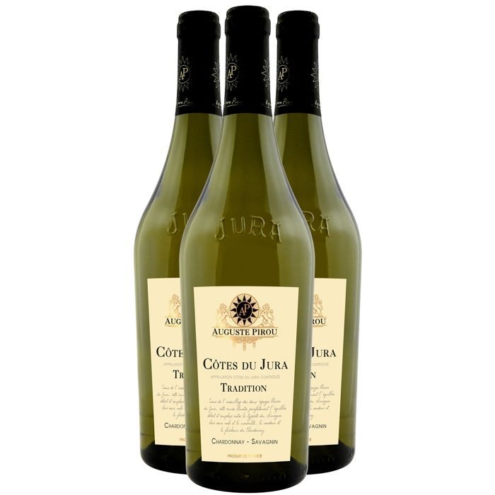 Auguste Pirou Côtes du Jura Tradition Chardonnay Savagnin - Vino bianco del Giura (3x75cl)