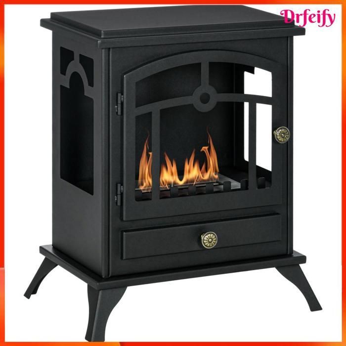 Chimenea de bioetanol independiente - AKOZON - 8571 - Quemador de 1,2 L - Autonomía aproximada de 3 horas - Acero negro