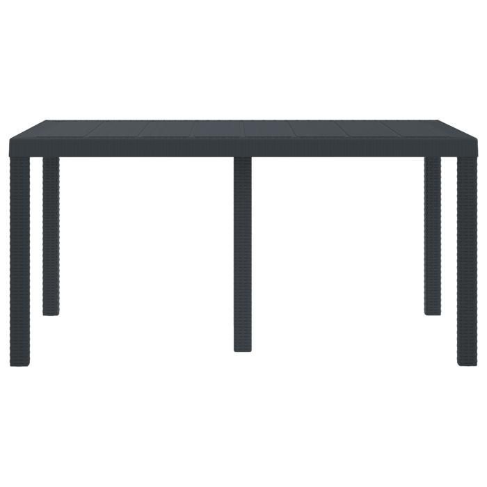 Tavolo moderno da esterno - Tavolo da giardino antracite 150x100x73 cm in polyrattan @FR(239607)