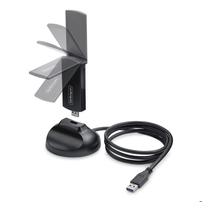 Adaptador USB Wi-Fi StarTech.com 6E - Adaptador USB compacto - Antena dobrável - 2402 Mbps - Windows 11