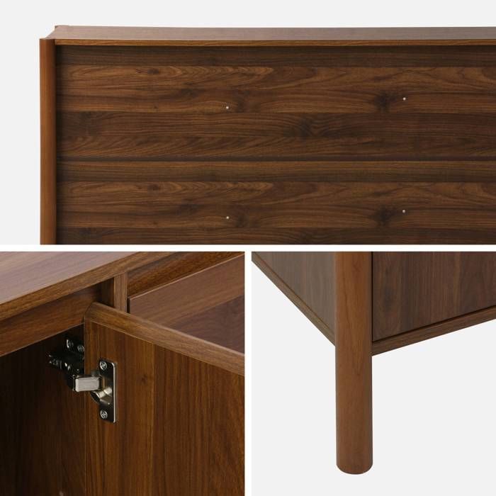 Credenza a 3 ante effetto legno di noce - 140 x 42 x 78,5 cm - Harmony