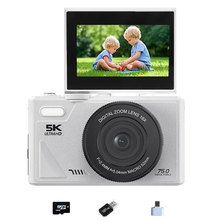 Ψηφιακή κάμερα 5K 75MP με WiFi, ανακλινόμενη οθόνη 3