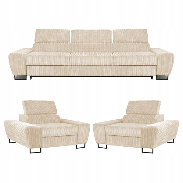 Zestaw mebli wypoczynkowych salonu Savio Sofa 3os fotele beż Family Meble