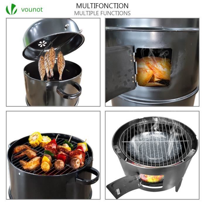 Vertikaler Smoker-Holzkohlegrill mit Thermometer