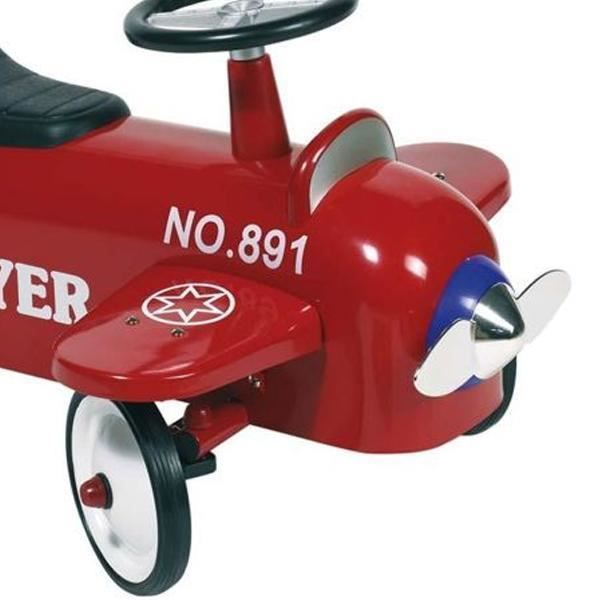 GOKI Metalen Vliegtuig Babyloopwagen - Rood - Loopwagen voor de eerste stapjes voor baby's van 1 jaar