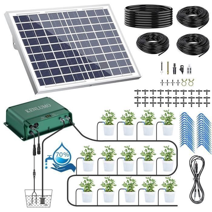 KENLUMO Solar Automatisk Drypvandingssæt - 30m slange - 37 synkroniseringstilstande