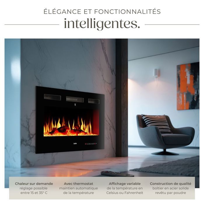 Cheminée murale électrique design
