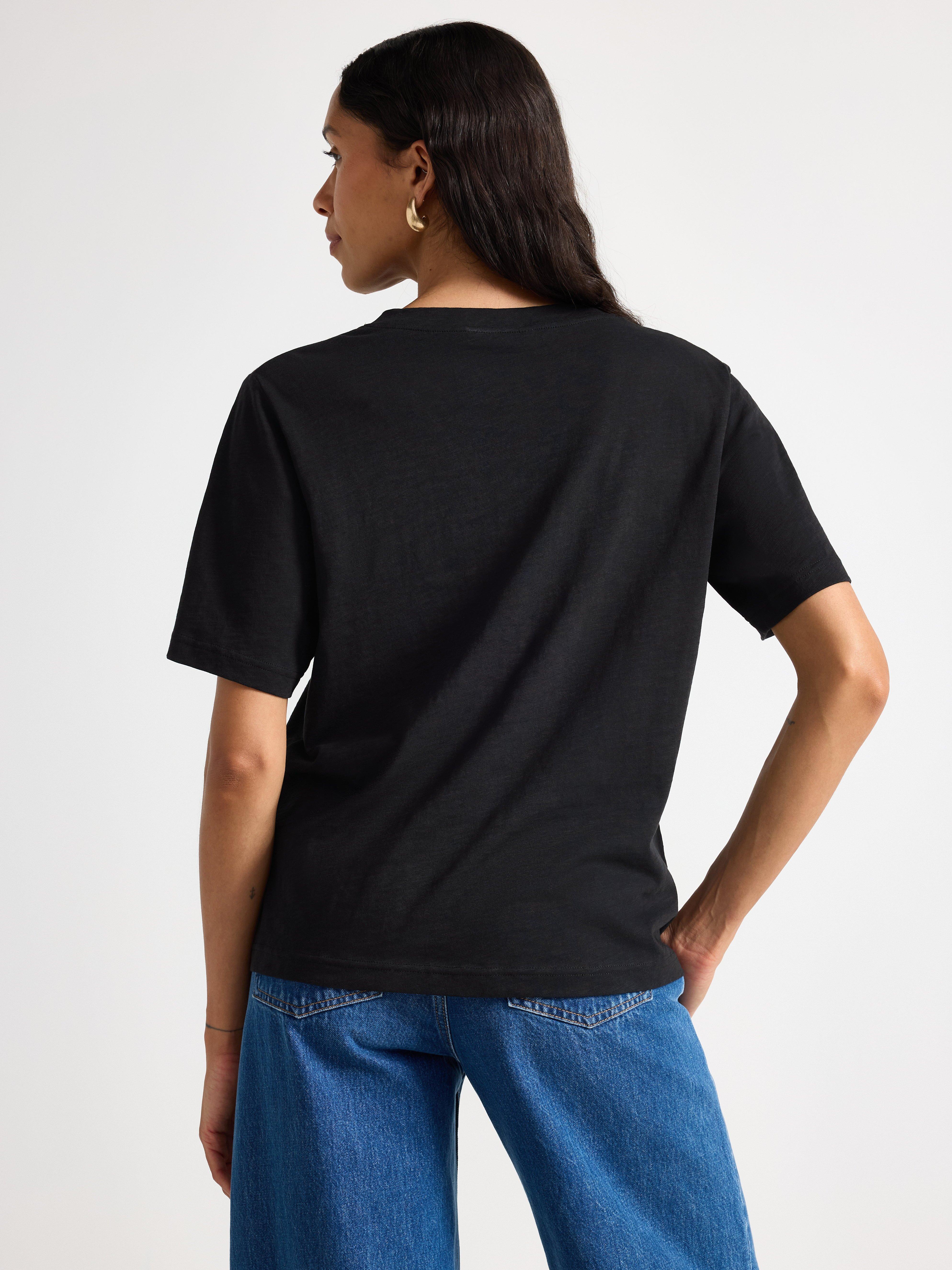 Tricou cu imprimeu în V, negru