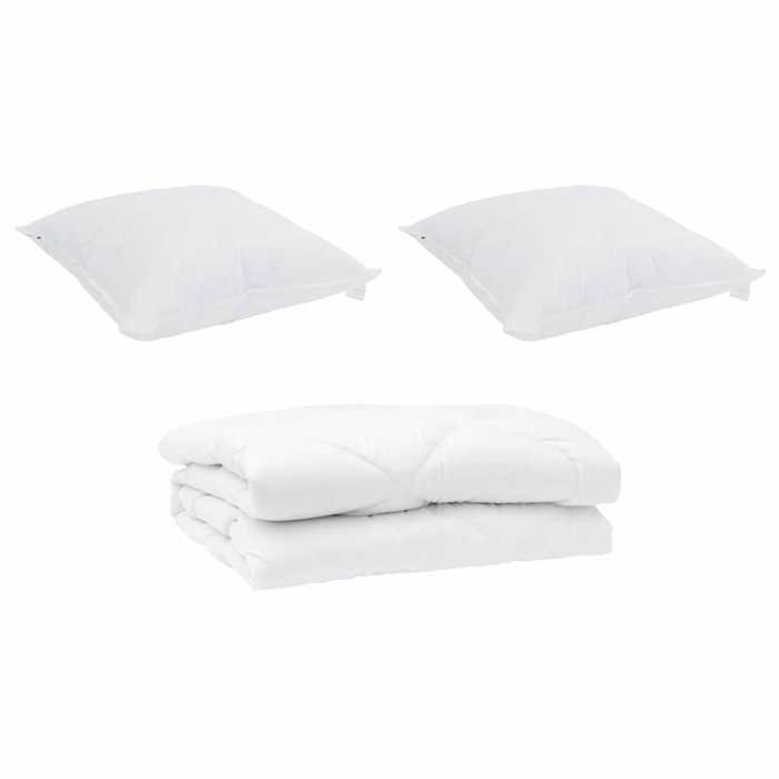 vidaXL Edredón individual de verano con almohada, 3 piezas, microfibra blanca, juego de edredón ligero, manta rectangular 3377290
