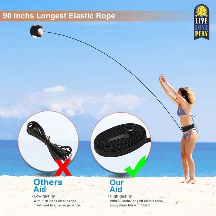 Volleyball and football training equipment, ball rebound aid with adjustable rope and belt